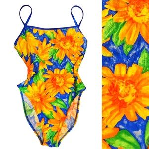 New! True Vintage🌻90s Sunny Sunflower One Piece Swimsuit